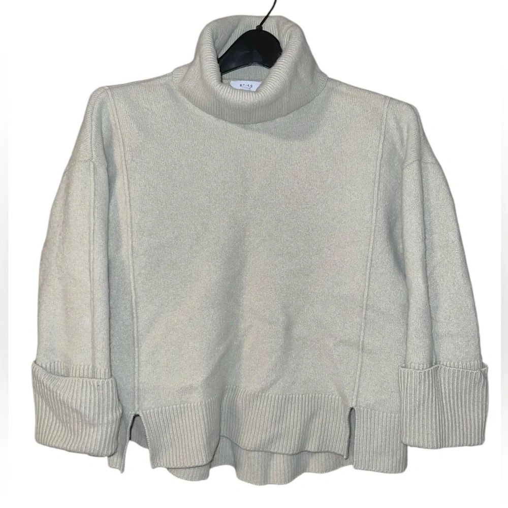 Reiss Turtleneck Cowl Ivory Wool Cropped Sweater